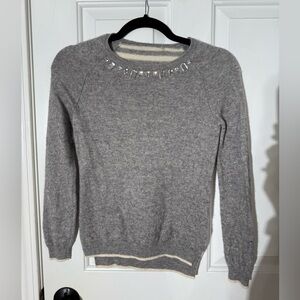 100% cashmere sweater with rhinestone neckline